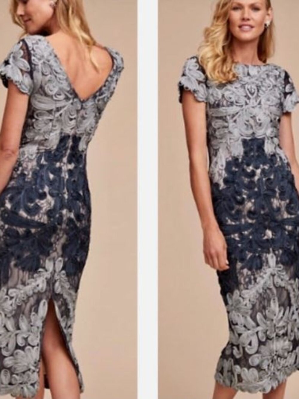 Anthropologie JS Collection BHLDN Santiago Dress XS 0 Midi Lace Cocktail Wedding